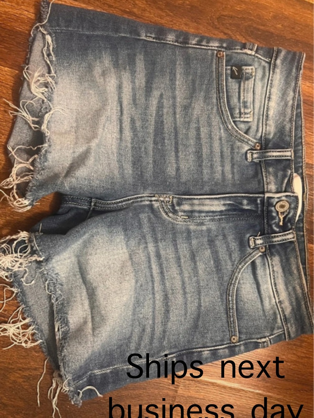 KanCan Distressed Mid-Rise Denim Shorts - Faded Blue